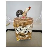 Antique Rooster and Crane East Asian Jar