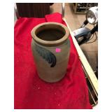 Antique Stoneware Crock Cobalt Blue Decoration