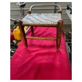 Wood & Wicker Stool