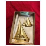 2-MCM Brass Sailboats Wall Hanging