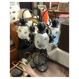 Iron and Art Glass Lamp