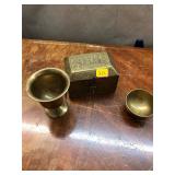 Vintage Brass Cup & Trinket 3 Piece Lot