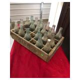 Antique "Big Boy" Wooden Tray & Richmond Bottles