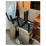 Set of 4 Wicker & Wooden Chairs