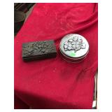 Vintage Pewter Dogwood Flower Tin Box