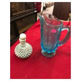 Antique Blue Glass Pitcher Lot