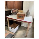 Antique Enamel Top Table