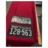Matching 1964 Virginia License Plates