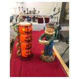 Halloween Lot Mugs and Candle holder Scarecrow