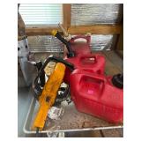 Gas Cans, Hedge Trimmer, Charcoal