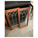 Antique Wood Framed Lead Glass