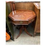 Vintage Wooden Octagonal Table with Drawers