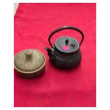 East Asian Brass Dish and Iron Tea Kettle