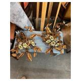 Antique Tole Metal Art Wall Candle Holders