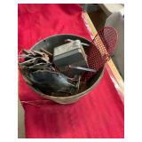 Metal Bucket with Vintage Items