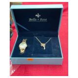 Bella Rose Palm Tree Necklace and Watch Set