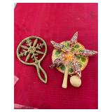 Pecking Rooster Toy and VA Metalcrafters Trivet