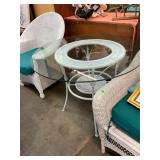 Wicker & Glass Table