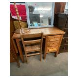 Vintage Wooden Oak  Desk & Chair