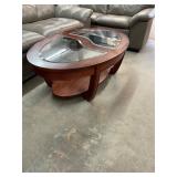 Dark Stained Wood & Glass Coffee Table