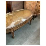 Vintage Wooden Coffee Table with Glass Top
