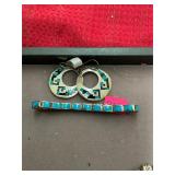 Sterling Turquoise Earrings and Bracelet