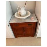 Antique Marble Top Washstand and Pitcher