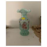 Signed Hand Painted Art Glass Vase