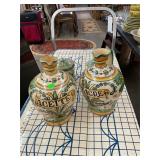 Hand-Painted Italian Ceramic Oil & Vinegar Cruets