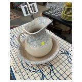 Vintage Roseville Spongeware Pottery & Wash Bowl