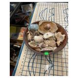 Wooden Bowl of Shells Lot