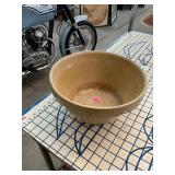 Antique Yellow ware Girl watering Can Batter Bowl