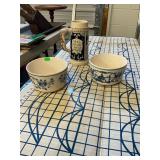 Vintage German Stein Mug & Delft Bowls