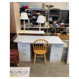 Worktable Top & 2 Filing Cabinets & Chair