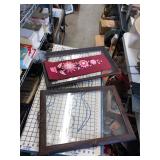 Antique Glass Tray, Flower Art, and Frame