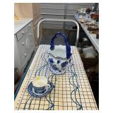 Blue & White Basket & Teacup & Saucer