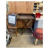 Vintage Wooden Serving Tray & Stand