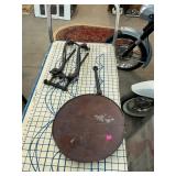 Antique Swinging Industrial Work Round Table