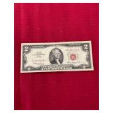 1963 Two Dollar Red Seal Note Bill