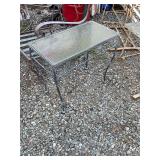 Three Outdoor Iron Glass Top Tables