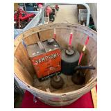 Oil Can Lot and Bushel Basket