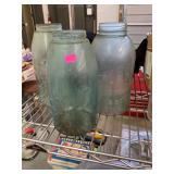 Three Blue Mason Jars
