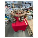 Ships Wheel and Lantern Nautical Chandelier