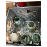 Milk Crate and Blue Mason Jars