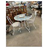 Vintage Outdoor Glass Top Iron Bistro Table