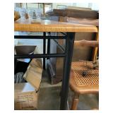 Oak Top Metal Leg Table