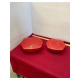 Two Pieces of Red Pyrex