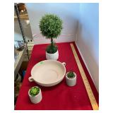 Fruit Bowl and Faux Plants