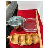 Pyrex Bowl, Trays, and Pot