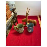 African Carvings and Pottery Mugs Lot